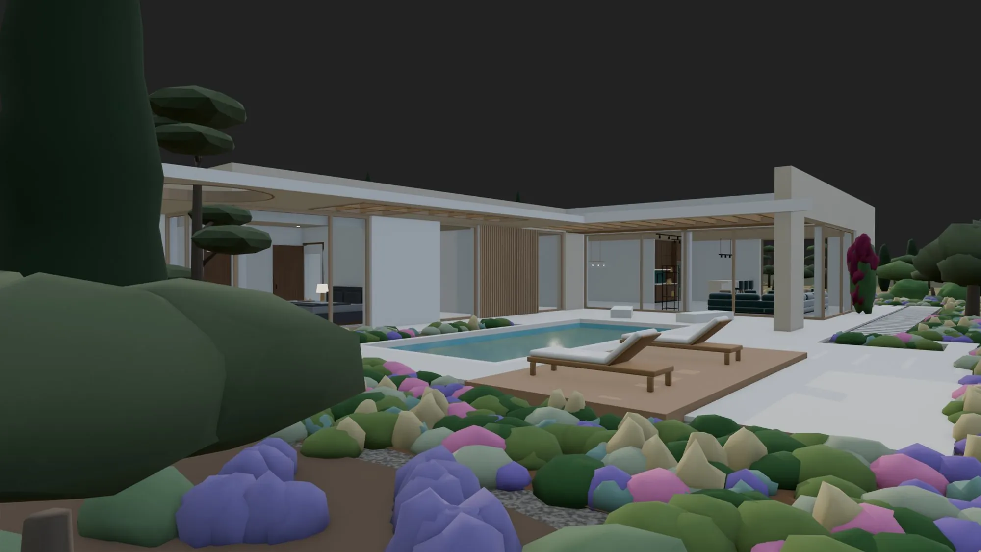 Бассейн и терраса — модель в Blender