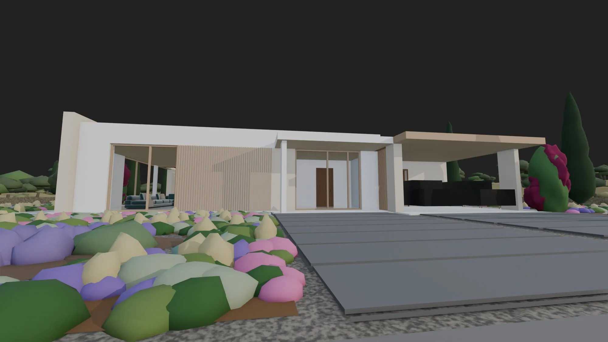 Вход в виллу — модель в Blender